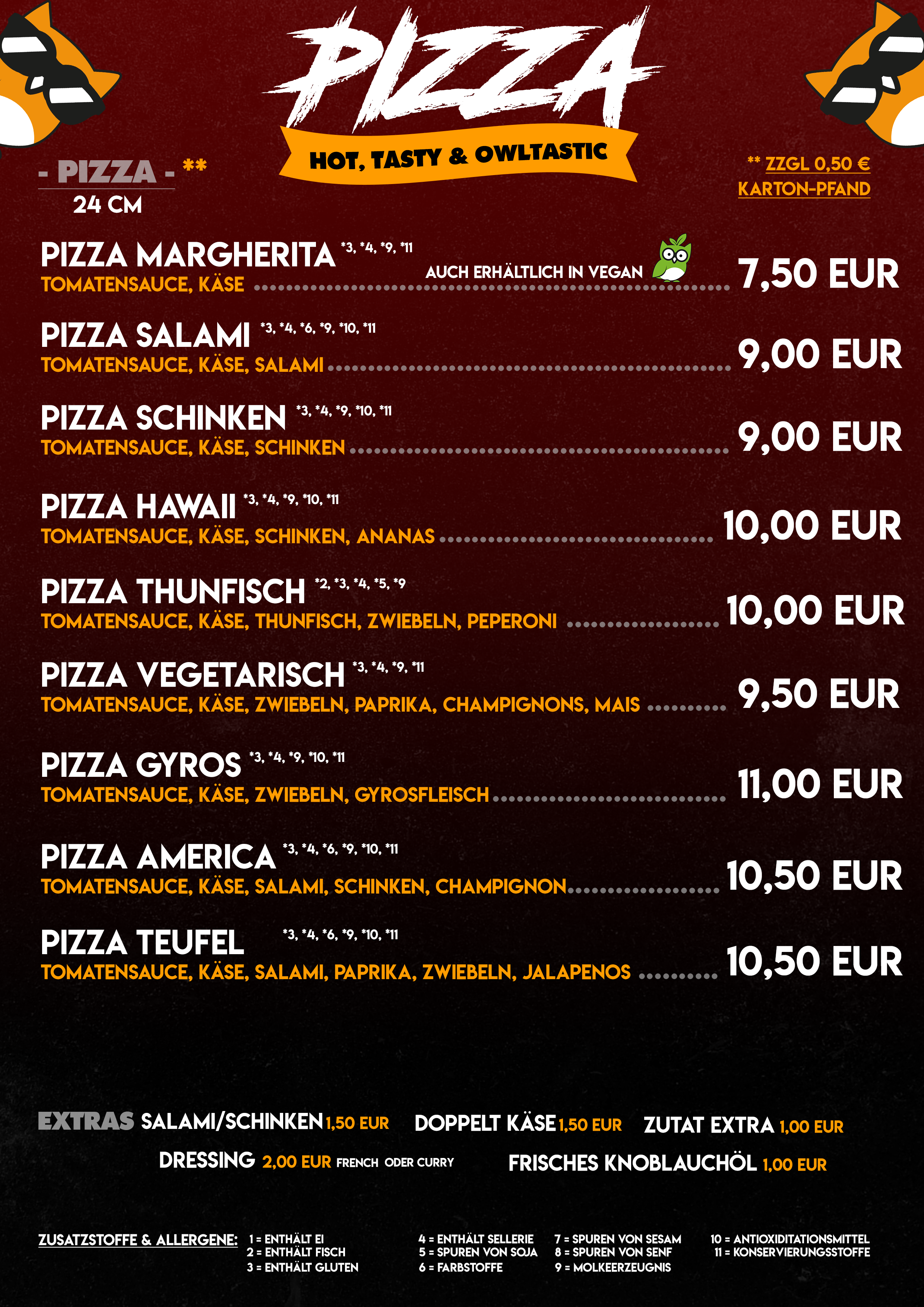 Pizza Preisliste